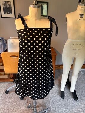Black Polka Dot Tie-Shoulder Sundress